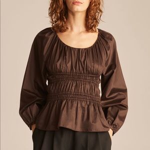Rebecca Taylor smocked blouson sleeve top blouse NWOT